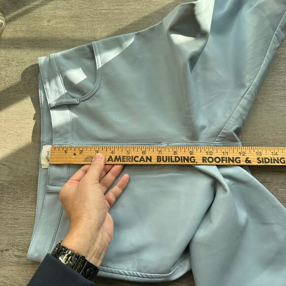 Artizia Wilfred Melina Pant High Waisted Vegan Leather Pants Light Blue 4 - Picture 13 of 16